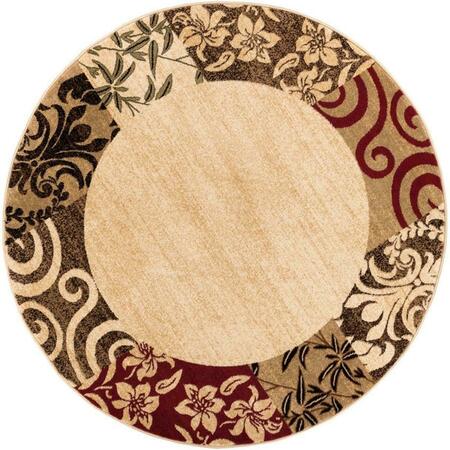 WELL WOVEN Vane Willow Damask Transitional Round Rug, Beige - 3 ft. 11 in. 548224R